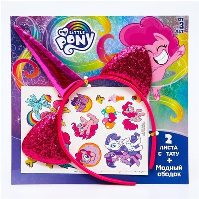 Набор детских татуировок с ободком "Пинки пай" My little Pony