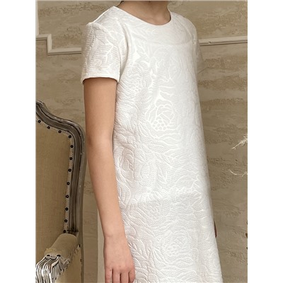 Белое платье с золотым напылением для девочки 810011-ДН22