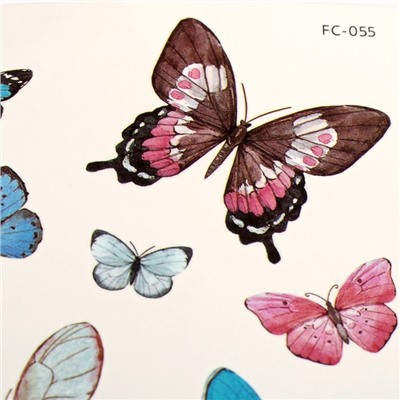 Татуировка на тело цветная "Бабочки" 12х10,5 см
