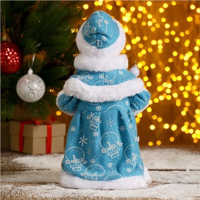 Снегурочка "Голубая шубка, с посохом" с подсветкой, двигается  30 см