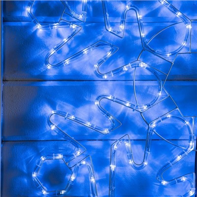 Светодиодная фигура «Снежинка», 80 см, дюралайт, 192 LED, 220 В, мерцание, свечение синий/белый