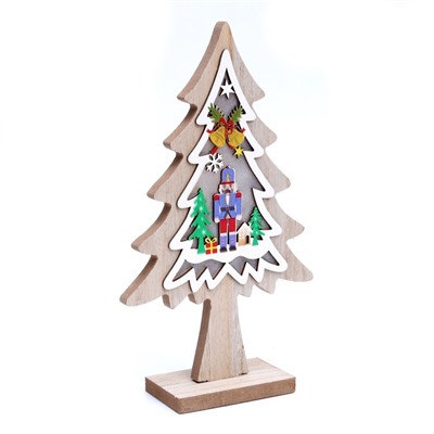 Новогодний декор с подсветкой «Ёлка и щелкунчик» 13 × 4,5 × 22 см