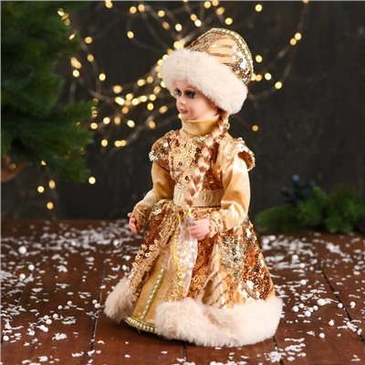 Снегурочка "Платье с пайетками" двигается, 30 см, золото