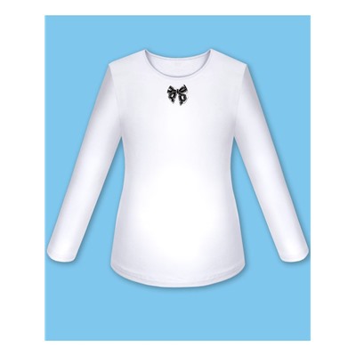 Школьный белый джемпер (блузка) с бантиком для девочки 802011-ДОШ91