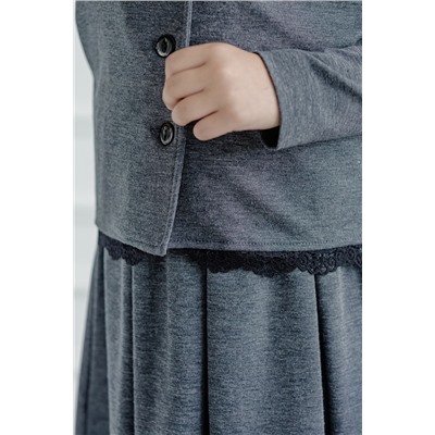 Жакет серый на пуговицах с кружевом в школу - Dress Code