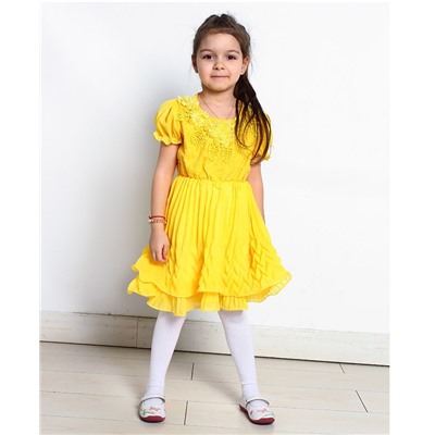 2820-ПСДН16, Желтое нарядное платье для девочки 2820-ПСДН16