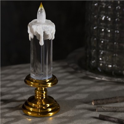 Светодиодная фигура «Свеча золотистая» 7 × 20 × 7 см, пластик, блёстки, батарейки АААх2 (не в комплекте), свечение тёплое белое
