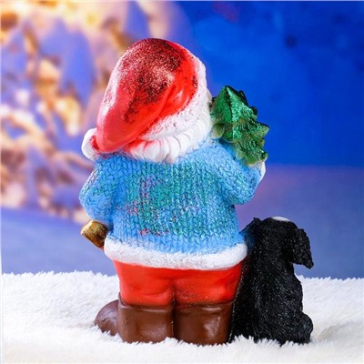 Статуэтка "Дед мороз с елкой" с блестками 37см
