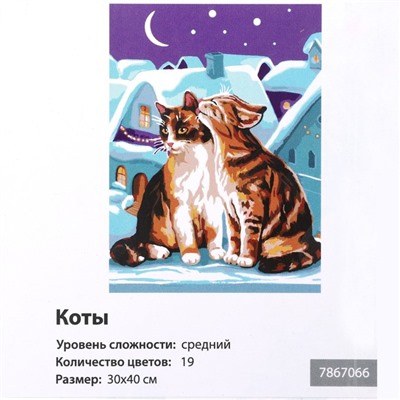 Картина по номерам на холсте с подрамником «Коты» 30х40 см