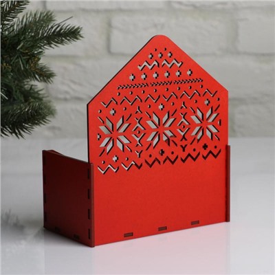 Кашпо деревянное, 16.5×9.3×19.5 см "Новогоднее. Конверт Норвежский", красный