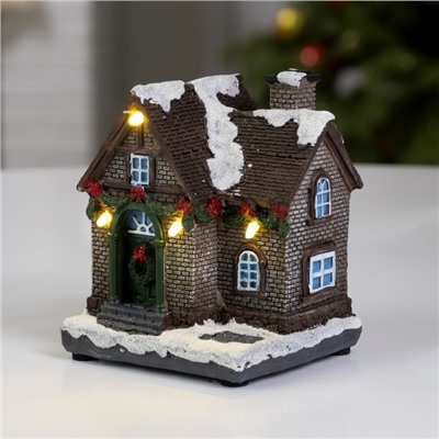 Светодиодная фигура «Рождественский дом» 9 × 10 × 8 см, полистоун, батарейки АААх2 (не в комплекте), свечение тёплое белое