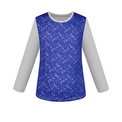 Блузка для девочки с синим гипюром 83922-ДОШ19
