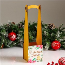 Кашпо деревянное, 10.5×10.5×38 см "Новогоднее. Высокое", подарочная упаковка под бутылку