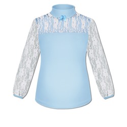 Голубая школьная блузка для девочки 59854-ДШ19