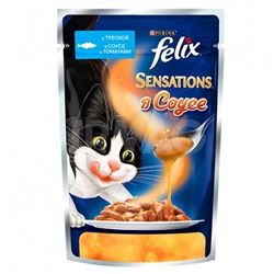 Корм для кошек Felix Sensations с Треской в соусе с томатами, пауч (85 г)
