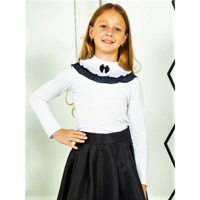 Школьная белая водолазка (блузка) с рюшами для девочки