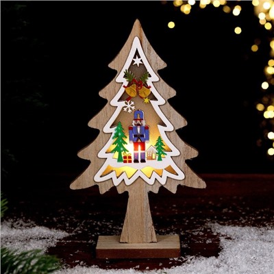 Новогодний декор с подсветкой «Ёлка и щелкунчик» 13 × 4,5 × 22 см