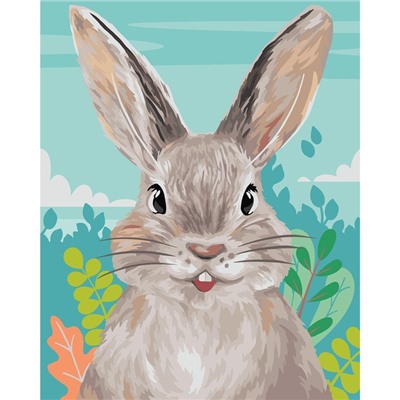 Картина по номерам на холсте с подрамником «Кролик в поле» 40х50 см
