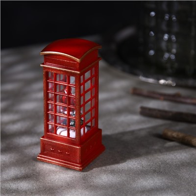 Светодиодная фигура «Дед Мороз в телефонной будке» 5.3 × 12 × 5.3 см, пластик, батарейки AG13х3, свечение тёплое белое