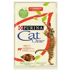Корм для кошек Cat Chow Adult Говядина и баклажаны в желе пауч (85 г)