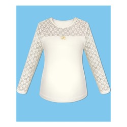 Школьный молочный джемпер (блузка) для девочки 77521-ДШ19