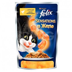 Корм для кошек Felix Sensations с Курицей в желе с морковью, пауч (85 г)