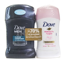 Дезодорант-стик Dove Men+Care Экстразащита и Уход (50 мл) + Дезодорант-стик Dove Нежность пудры (40 мл)