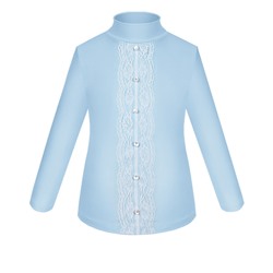 Школьная голубая блузка для девочки 83792-ДШ19