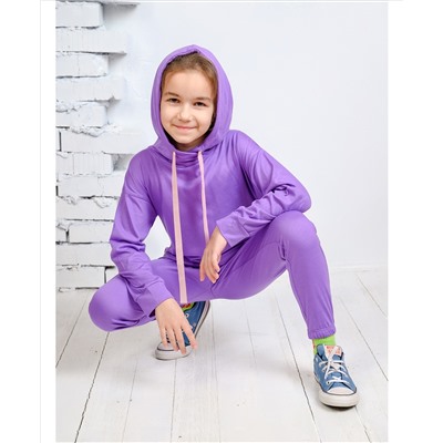 Костюм спортивный для девочки фиолетового цвета 85072-ДС21