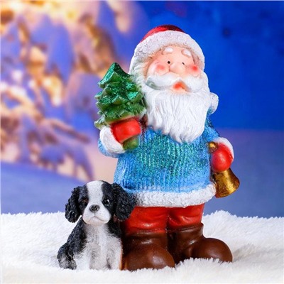 Статуэтка "Дед мороз с елкой" с блестками 37см