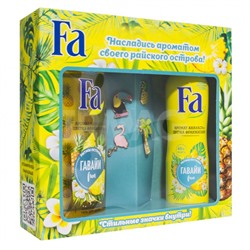 Набор Fa Ритмы острова Гавайи Франжипани и ананас (Дезодорант-спрей + гель для душа + значки)