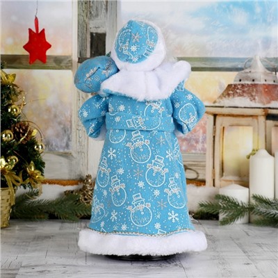 Дед Мороз "В синей шубке с подарками" двигается, с подсветкой, 38 см
