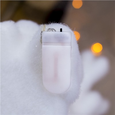 Светодиодная фигура «Мишка» 15 × 16 × 12 см, флок, батарейки CR2032х2, свечение тёплое белое