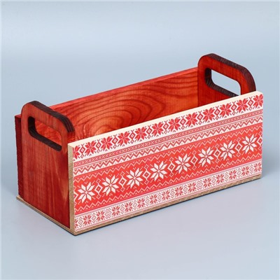 Деревянный ящик с ручками «Красный», 24.5 × 5 × 10 см