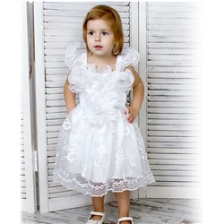 28452-ПСДН16, Белое нарядное платье для девочки 28452-ПСДН16