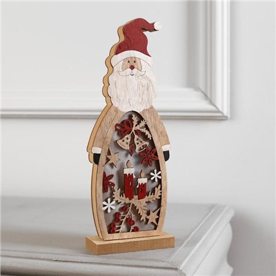 Светодиодная фигура «Дед Мороз» 11 × 28 × 5 см, дерево, батарейки ААх2 (не в комплекте), свечение тёплое белое