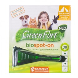 БиоКапли для кошек, кроликов и собак GreenFort Neo Вес до 10 кг (1 мл)