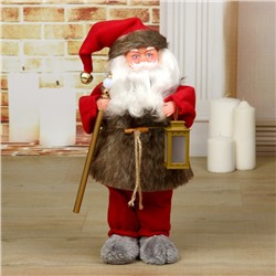 Дед Мороз "Телогрейка, с фонарём" с подсветкой, двигается, 38 см