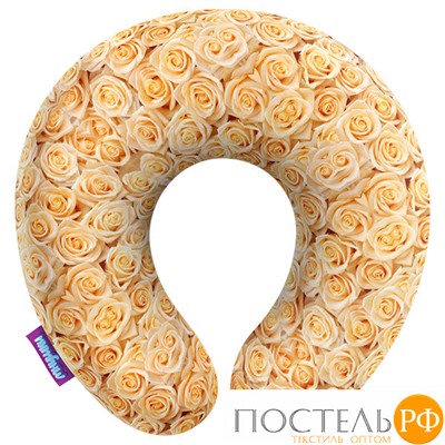 Подушка под шею «Чайные розы» (H3434C1701A005OR, 34х34, Оранжевый, Кристалл, Микрогранулы полистирола)