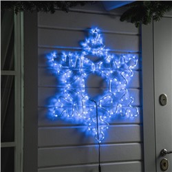 Светодиодная фигура «Снежинка», 78 см, дюралайт, 168 LED, 220 В, мерцание, свечение синий/белый