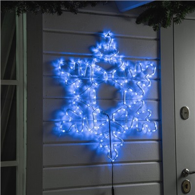 Светодиодная фигура «Снежинка», 78 см, дюралайт, 168 LED, 220 В, мерцание, свечение синий/белый