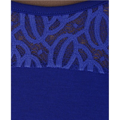 Синяя блузка с гипюром для школьницы 78773-ДШ19