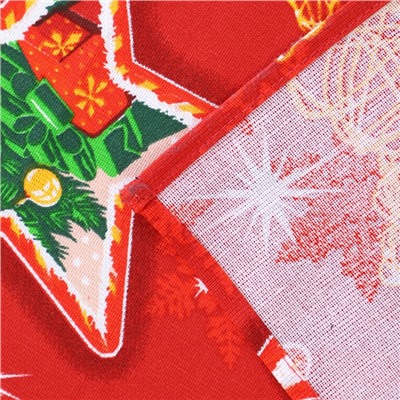 Полотенце рогожка Новогодние звёзды, 40х75 см, красный, хлопок 100%, 160г/м2