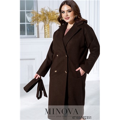 Пальто №2351-коричневый