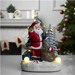 Светодиодная фигура «Дед Мороз» 12.5 × 19 × 9 см, керамика, батарейки АААх3 (не в комплекте), свечение тёплое белое