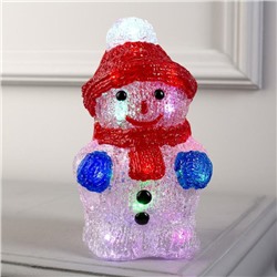 Светодиодная фигура «Снеговик» 11 × 22 × 11 см, акрил, 24 LED, батарейки ААх2 (не в комплекте), свечение мульти (RGB)