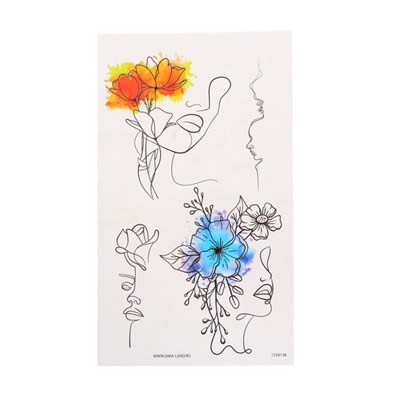 Набор с тату-переводками «Лица с цветами»