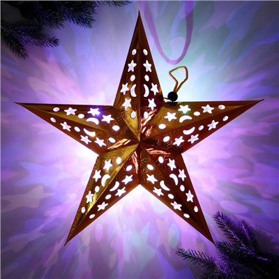 Звезда интерьерная с гирляндой «Золотые искры», 45 × 45 см