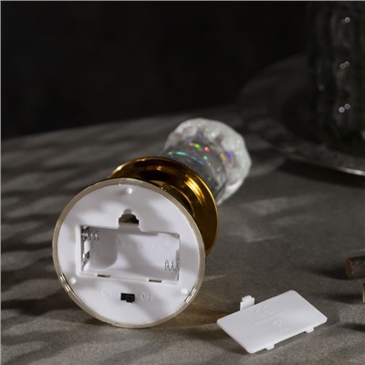 Светодиодная фигура «Свеча золотистая» 7 × 20 × 7 см, пластик, блёстки, батарейки АААх2 (не в комплекте), свечение тёплое белое