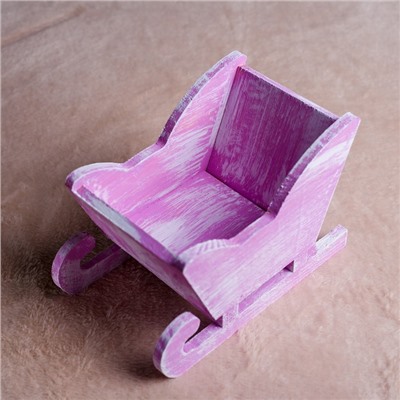 Кашпо деревянное 20×12×13 см "Санки", фиолетовая кисть Дарим Красиво